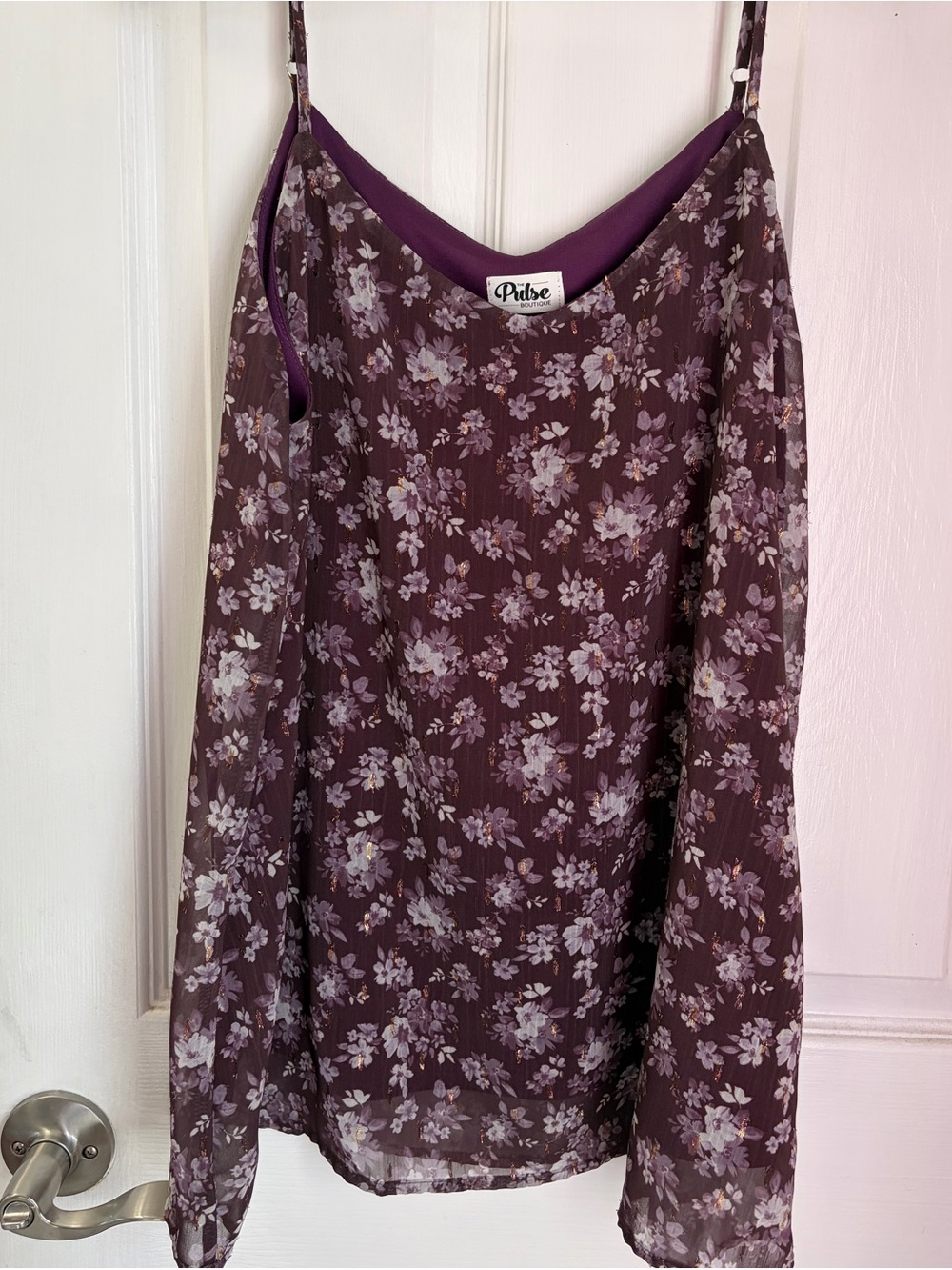 Pulse Purple Floral Sheer Tank Top